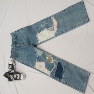 No One Else Patch Work blue jeans.( Pre-owned)  Waist: 26 inseam: 28.